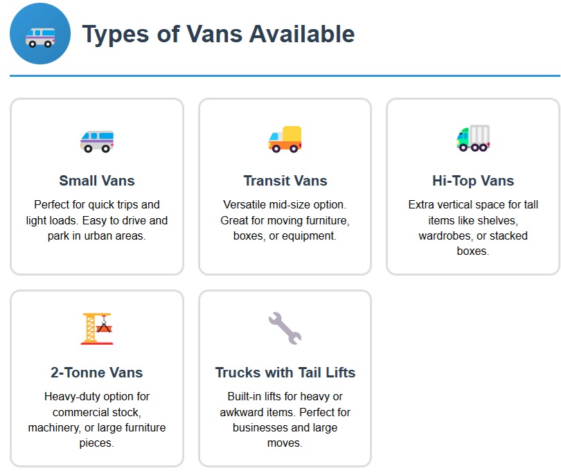 types of vans available