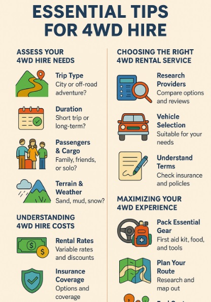 essential tips for 4WD hire infographic