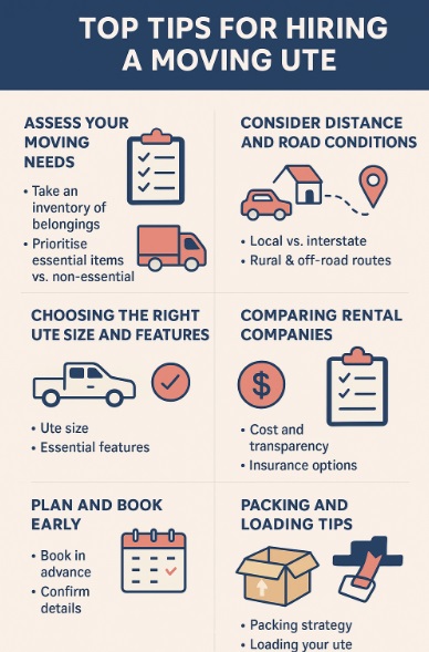 infographic top tips of a moving ute