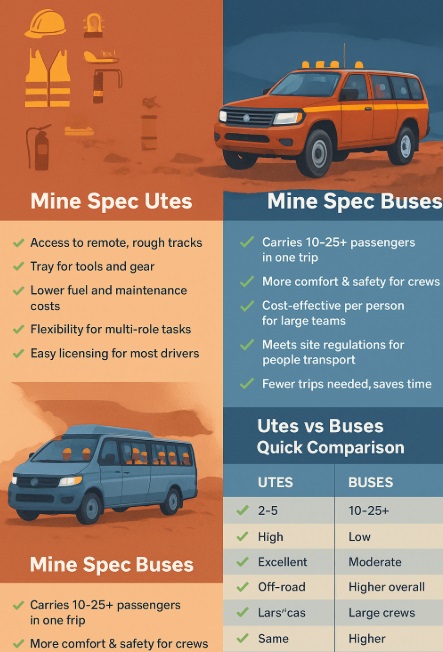 infographic Mine Spec Utes vs Mine Spec Buses Which Is Right for Your Team