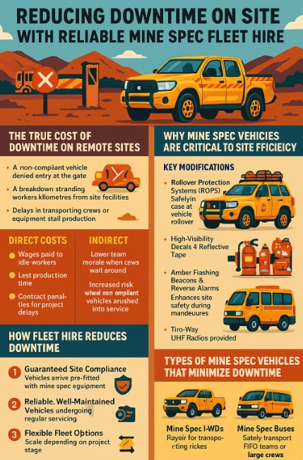 infographic reduced downtime on site with reliable mine spec fleet hire