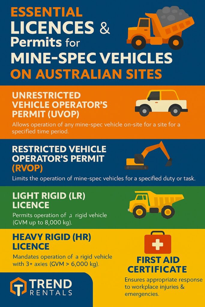 infographic licences and permits for mine spec vehicles on australian sites