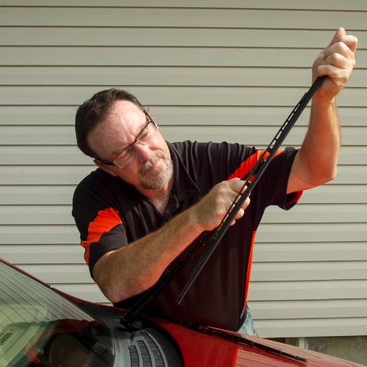 Remove wiper blades or lift them off glass.