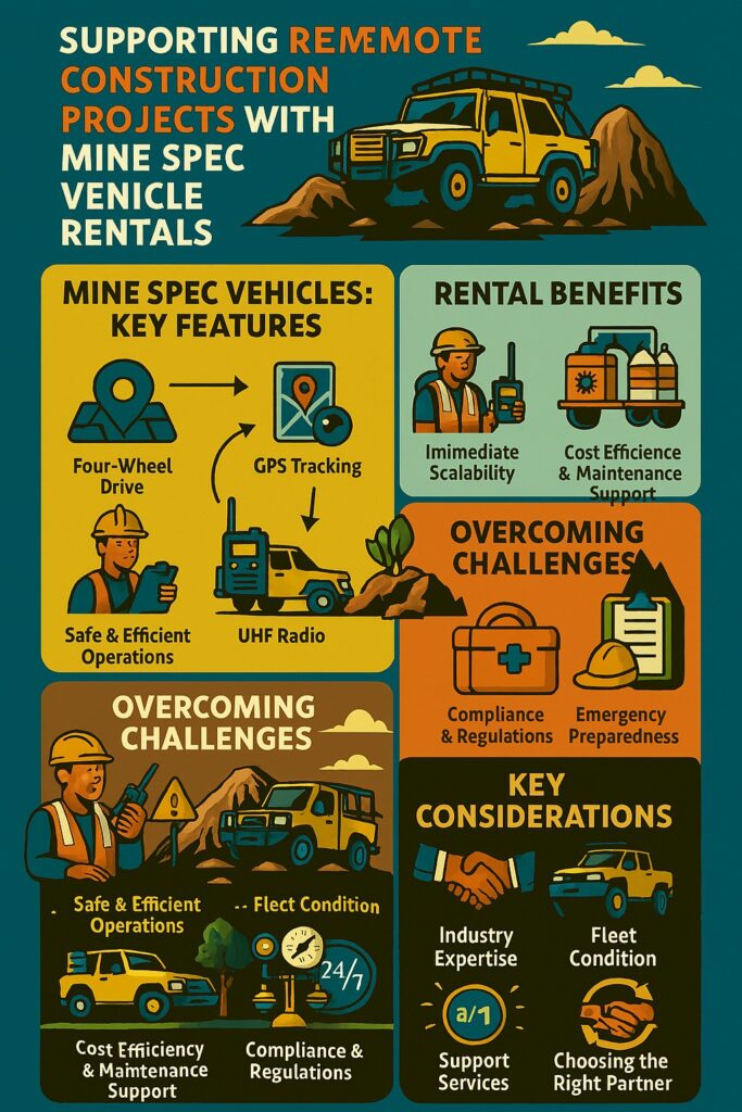 infographic about Supporting Remote Construction Projects with Mine Spec Vehicle Rentals