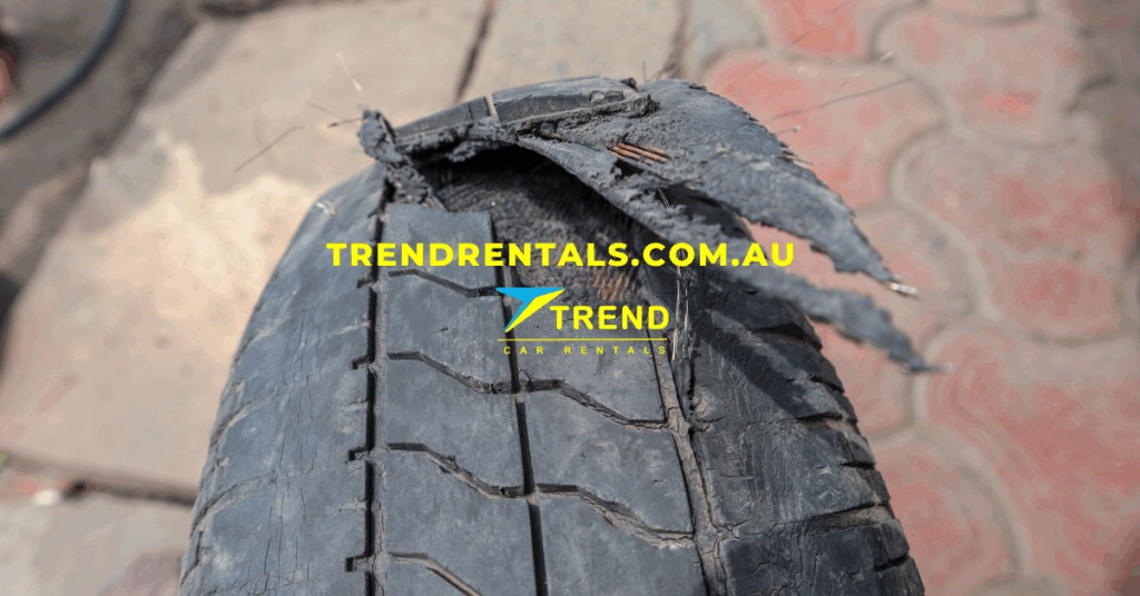 wear and tear of broken car tyre