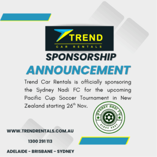 Trend Rentals backs community sport: Sponsoring Sydney Nadi FC for the Pacific Community Cup