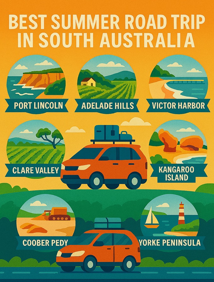 infographic Best Summer Road Trips in South Australia with a Rental Car