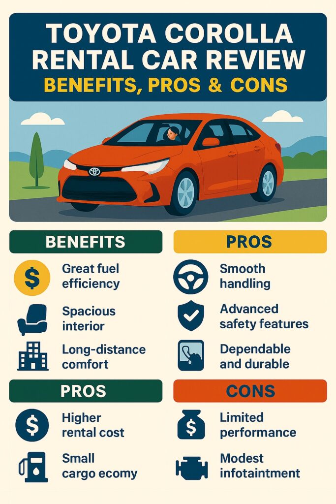 infographic Toyota Corolla Rental Car Review — Benefits, Pros & Cons (2026)